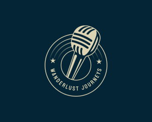 Microphone Singing Karaoke logo design