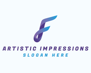 Gradient Business Letter F logo design