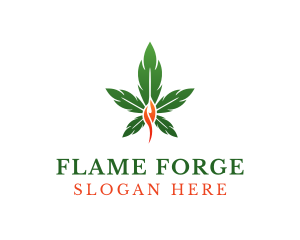 Organic Marijuana Flame logo design