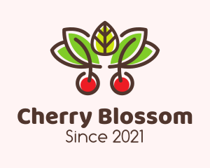 Cherry Fruit Leaves logo design