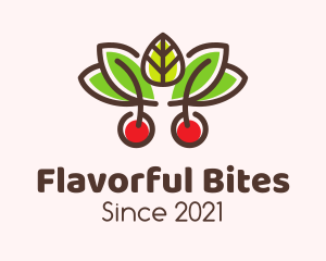 Cherry Fruit Leaves logo design