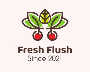 Cherry Fruit Leaves logo design