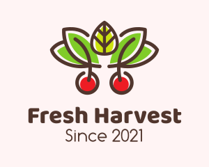 Cherry Fruit Leaves logo design