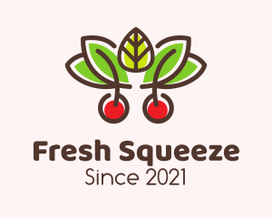 Cherry Fruit Leaves logo design