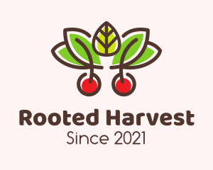 Cherry Fruit Leaves logo design