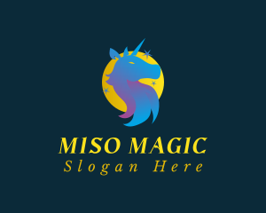 Mythical Unicorn Moon logo design