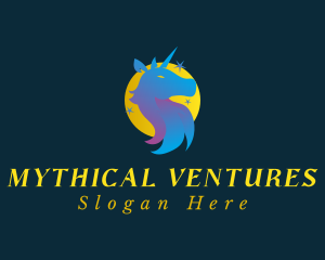 Mythical Unicorn Moon logo design