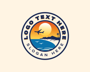 Airplane Beach Travel Destination logo