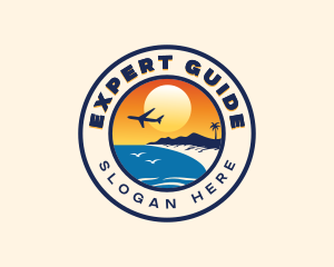 Airplane Beach Travel Destination logo design