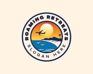 Airplane Beach Travel Destination logo design