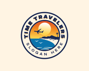 Airplane Beach Travel Destination logo design