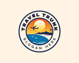 Airplane Beach Travel Destination logo design