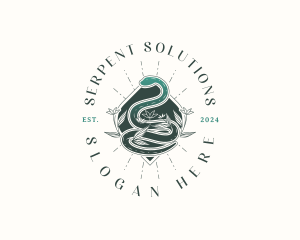 Floral Serpent Snake logo design