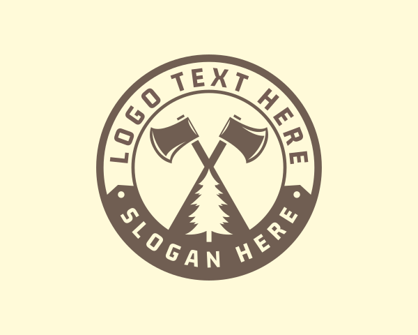 Axe Pine Tree Woodwork logo