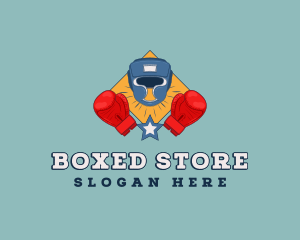 Boxing Helmet Gloves logo design