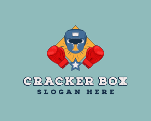 Boxing Helmet Gloves logo design