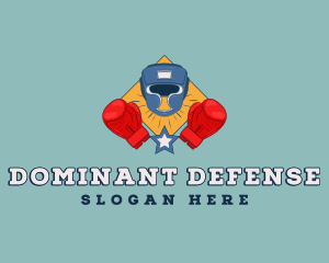 Boxing Helmet Gloves logo design