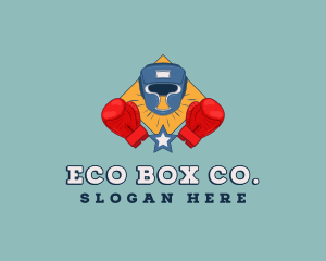 Boxing Helmet Gloves logo design