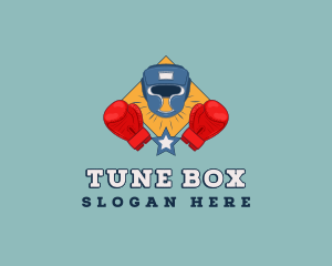 Boxing Helmet Gloves logo design