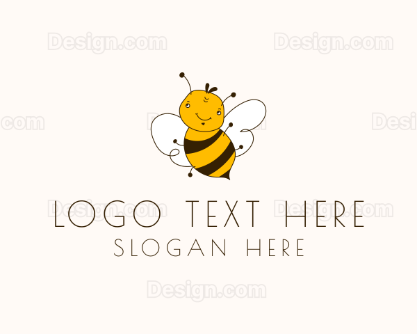 Smiling Bee Insect Logo