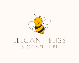 Smiling Bee Insect Logo