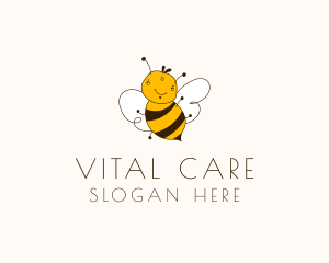 Smiling Bee Insect Logo