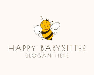 Smiling Bee Insect logo design