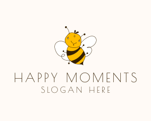 Smiling Bee Insect logo design