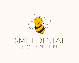 Smiling Bee Insect logo design