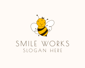 Smiling Bee Insect logo design