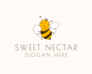 Smiling Bee Insect logo