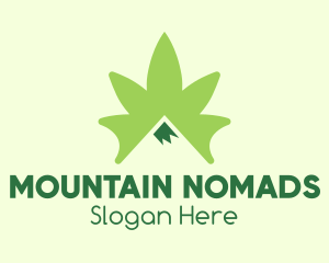 Green Cannabis Mountain Peak logo design