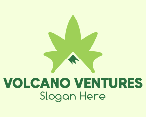 Green Cannabis Mountain Peak logo design