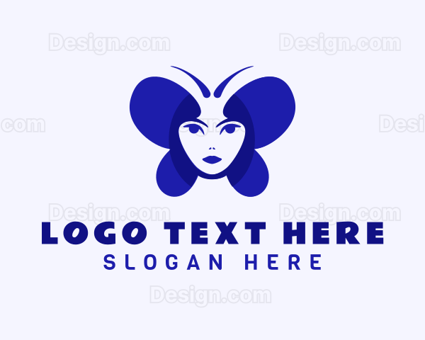 Blue Butterfly Woman Logo