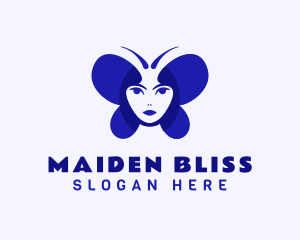 Blue Butterfly Woman logo design