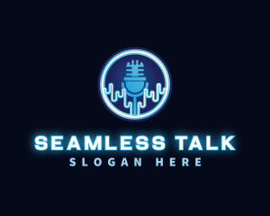 Neon Light Podcast Microphone logo design