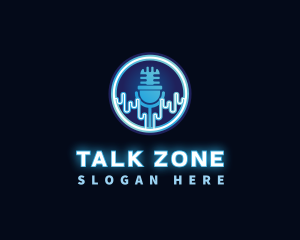 Neon Light Podcast Microphone logo design