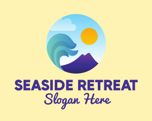 Seaside Mountain Wave Landscape logo