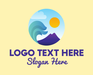 Mountain - Seaside Mountain Wave Landscape logo design