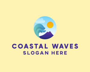 Seaside Mountain Wave Landscape logo design