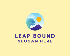 Seaside Mountain Wave Landscape logo design