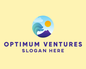 Seaside Mountain Wave Landscape logo design