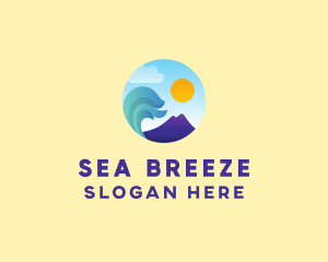 Seaside Mountain Wave Landscape logo design