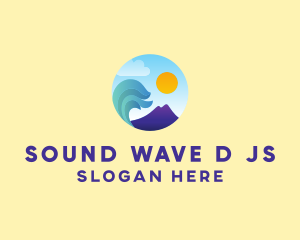 Seaside Mountain Wave Landscape logo design