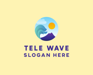 Seaside Mountain Wave Landscape logo design