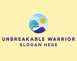 Seaside Mountain Wave Landscape logo design