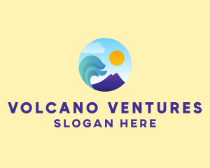 Seaside Mountain Wave Landscape logo design