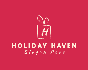 Chalk Gift Holiday Present logo design