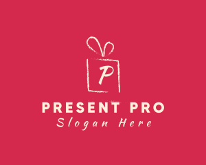 Chalk Gift Holiday Present logo design