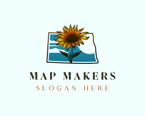 North Dakota Daisy Flower logo design